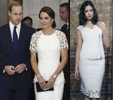 Get the look, The Duchess of Cambridge wears white lattice design outfit, see our similar top and skirt